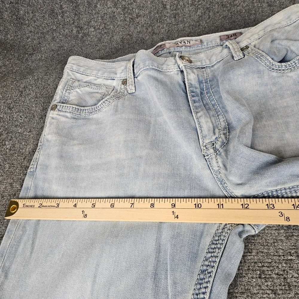 BKE Ryan Straight Leg Light Wash Denim Jeans Mens 34R Blue Cotton Blend